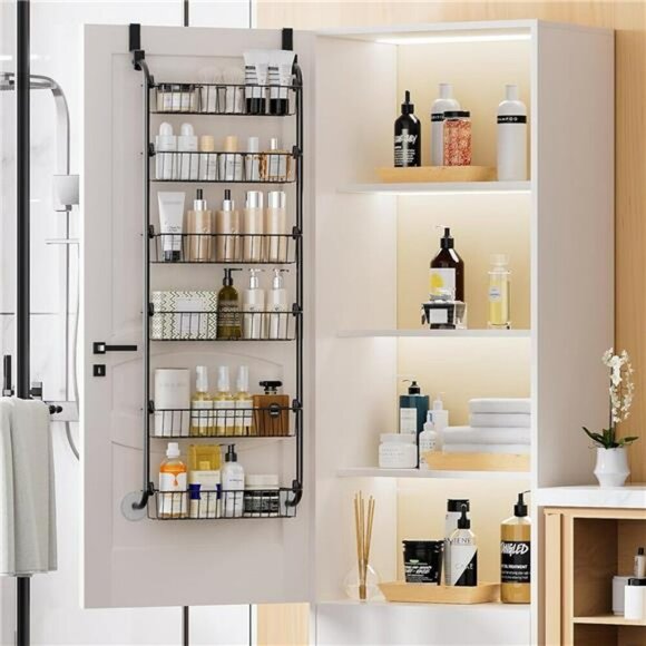 Over the Door Metal Organizer 6 Tier Pantry Rack Kitchen Storage Shelves - Picture 6 of 7